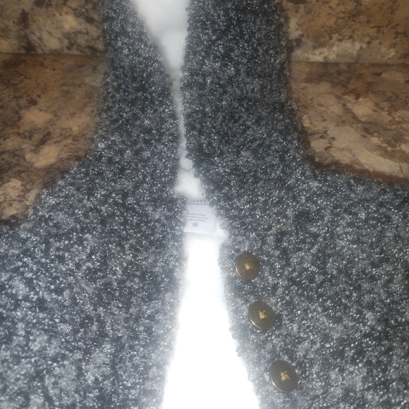 Gray Hooded Cape Parka Style with Buttons Grey White 3m - Picture 4 of 6